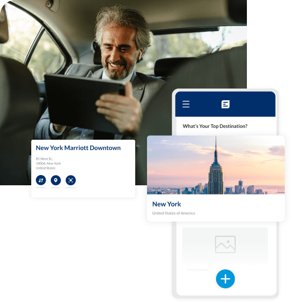 Geschäftsreisender auf der Rückbank eines Autos bei der Arbeit